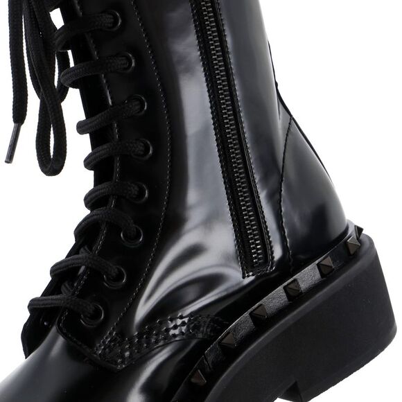 Valentino Garavani Women's Rockstud M-Way Combat Boots Leather Black - Picture 5 of 6
